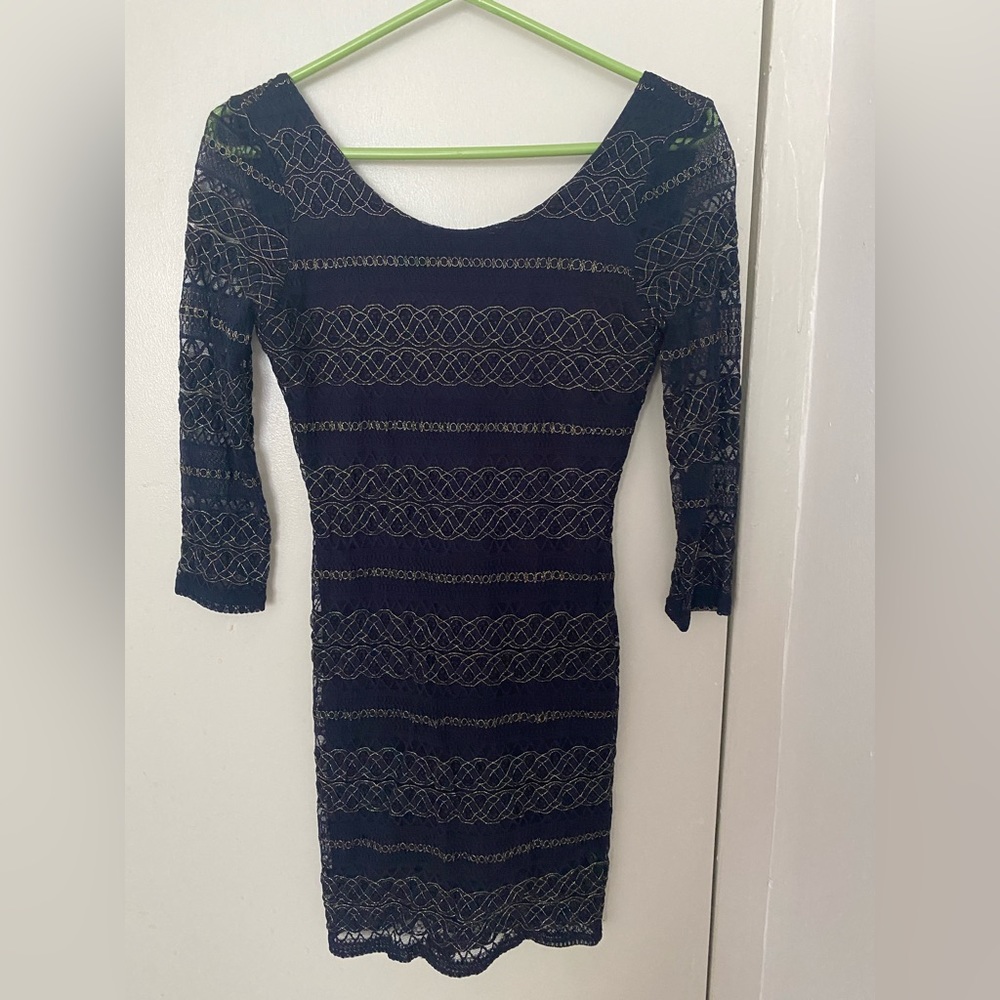 Topshop Navy Lace Bodycon Mini Dress